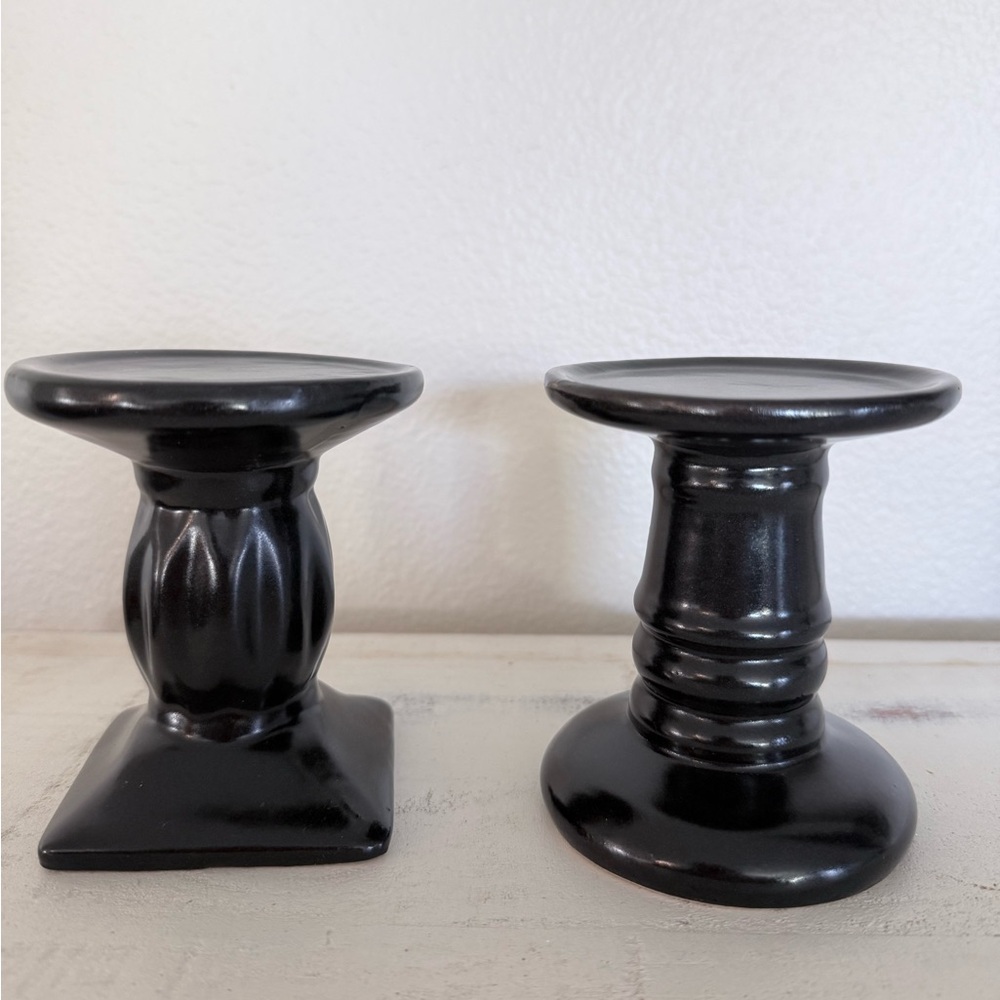 Elegant Black Ceramic Candle Holders
